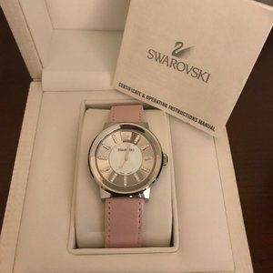 NEW - Swarovski watch, pink leather band